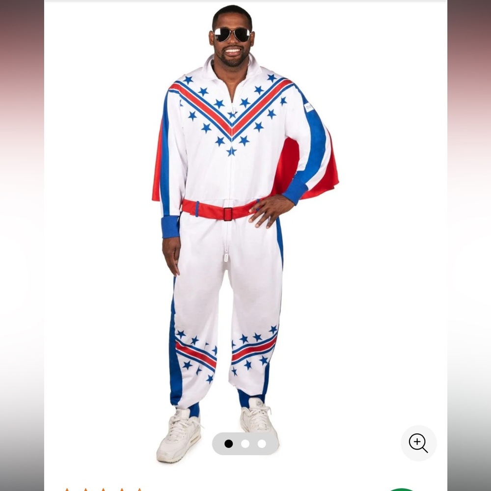 Tipsy Elves Men’s Red White and Blue Star Jumpsuit Costume